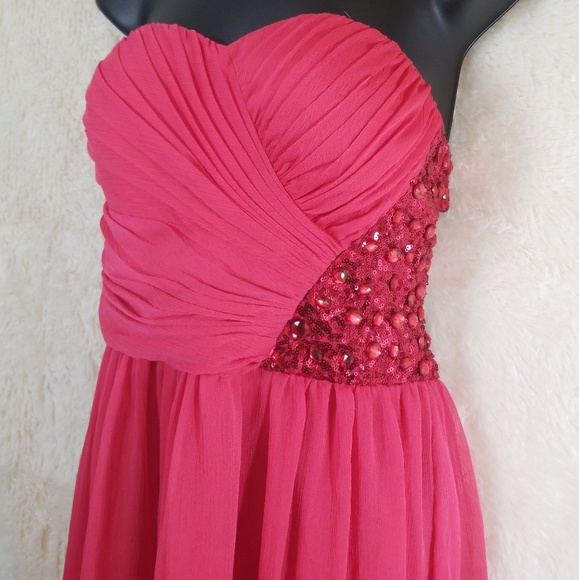 Aqua Dresses Fuchsia Long Strapless Chiffon Size 4 - Picture 2 of 8